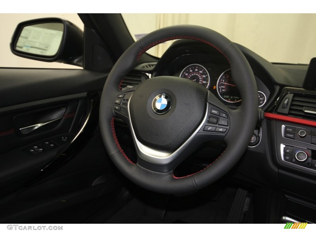 2013 BMW 3 Series 328i Sedan Black Steering Wheel Photo #80721674