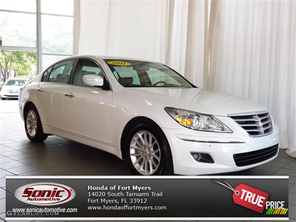 2011 Genesis 3.8 Sedan - White Satin Pearl / Cashmere photo #1