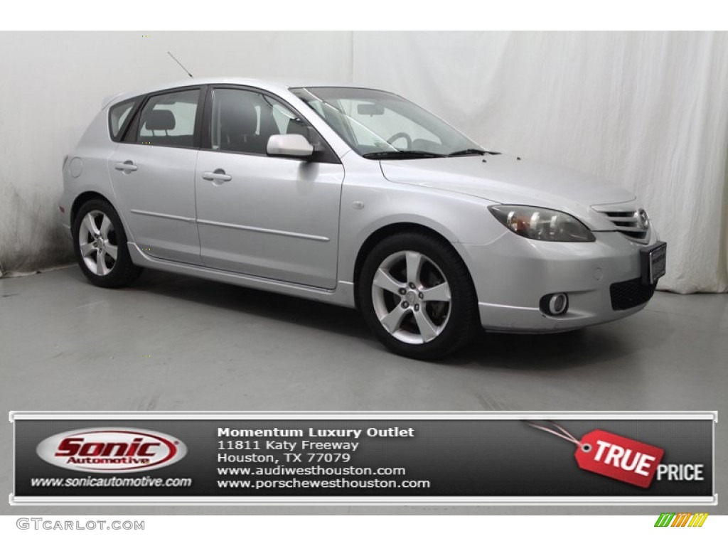 2004 MAZDA3 s Hatchback - Sunlight Silver Mica / Black/Red photo #1