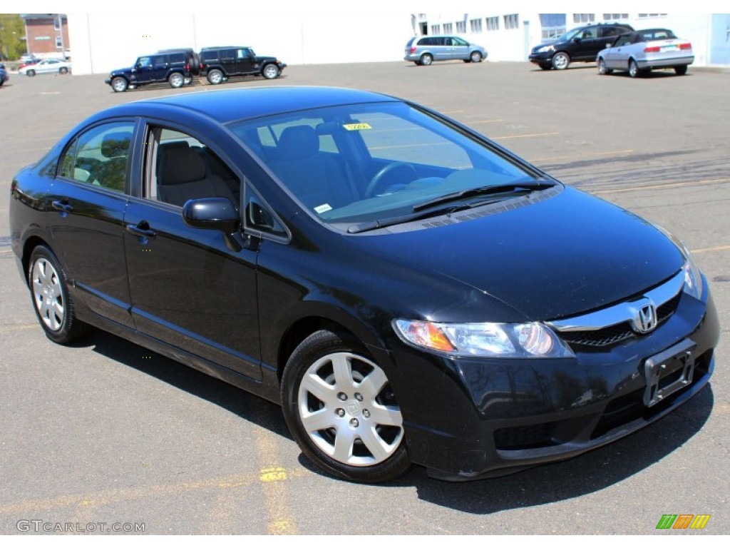 2010 Civic LX Sedan - Crystal Black Pearl / Gray photo #3