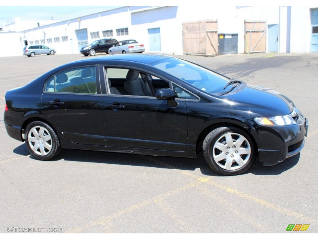 2010 Civic LX Sedan - Crystal Black Pearl / Gray photo #5