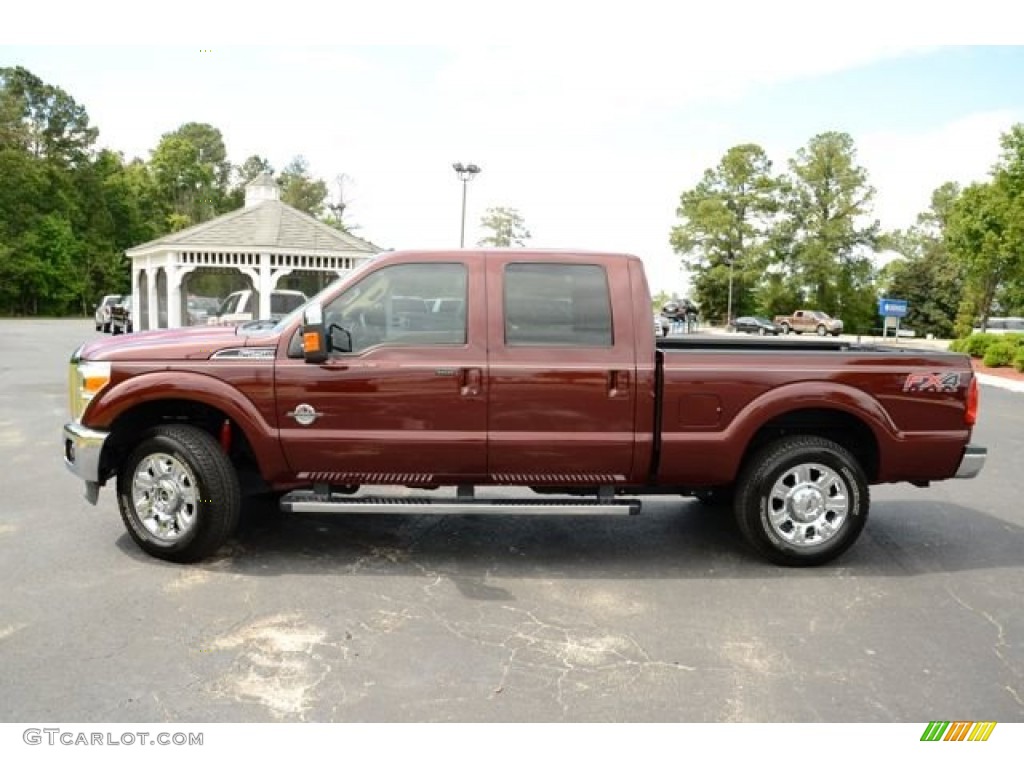 2012 F250 Super Duty Lariat Crew Cab 4x4 - Autumn Red Metallic / Adobe photo #9