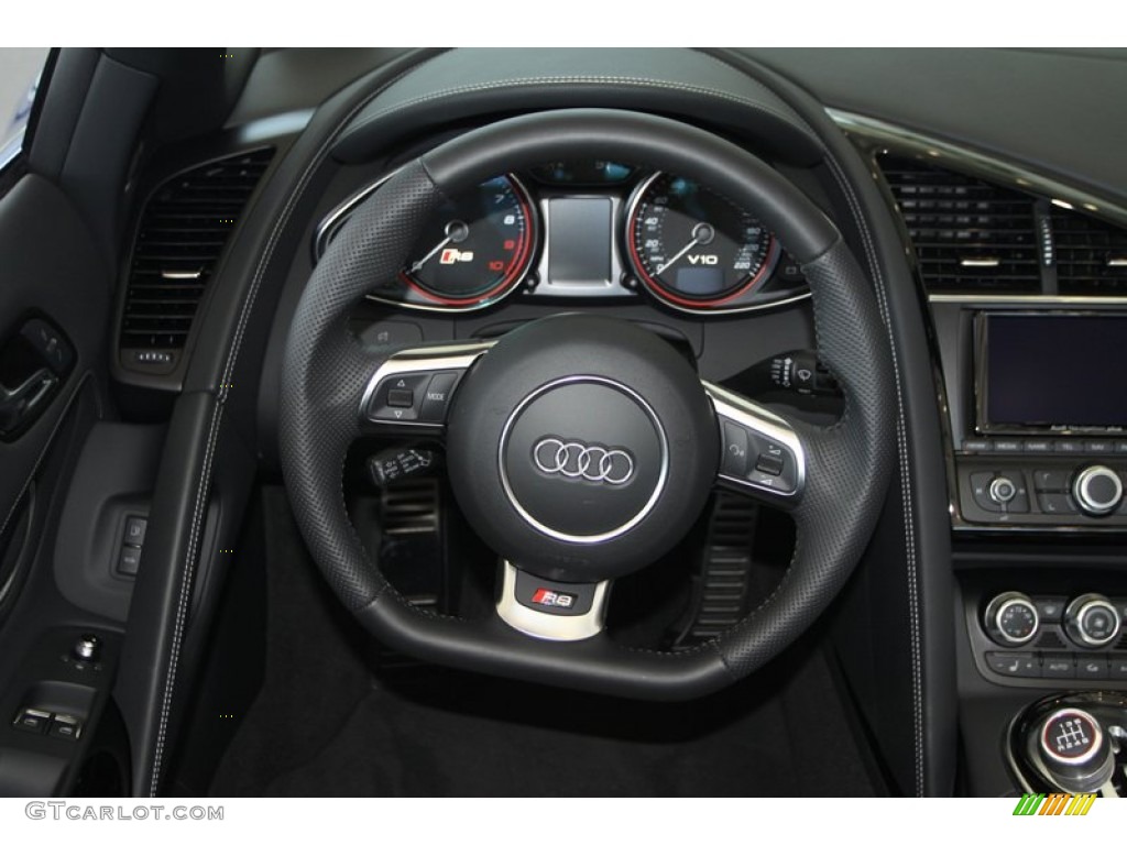 2014 Audi R8 Spyder V10 Black Steering Wheel Photo #80735331