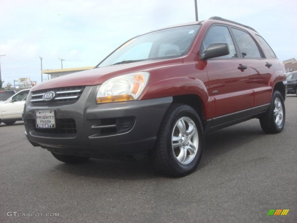 2005 Sportage LX 4WD - Volcanic Red / Beige photo #1