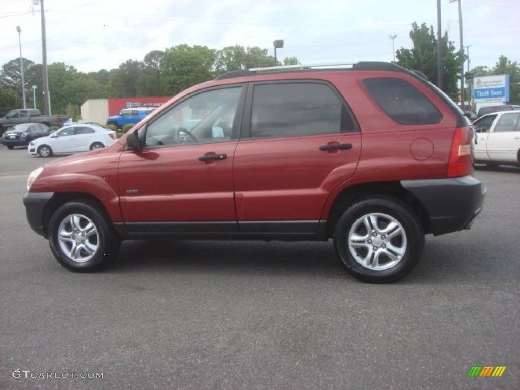 2005 Sportage LX 4WD - Volcanic Red / Beige photo #3