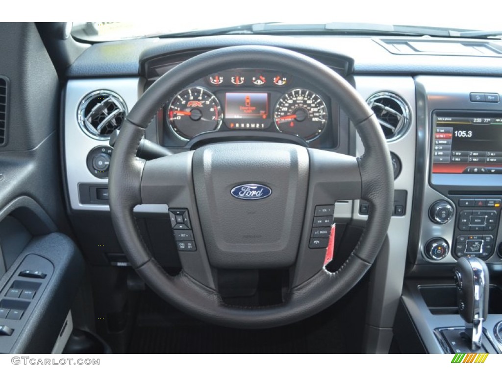 2013 Ford F150 FX4 SuperCab 4x4 Steel Gray Steering Wheel Photo #80742843