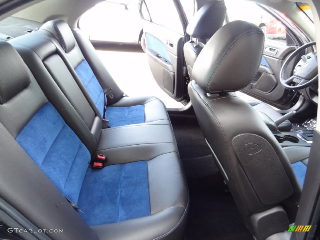 2009 Fusion SE Blue Suede - Tuxedo Black Metallic / Alcantara Blue Suede/Charcoal Black Leather photo #21