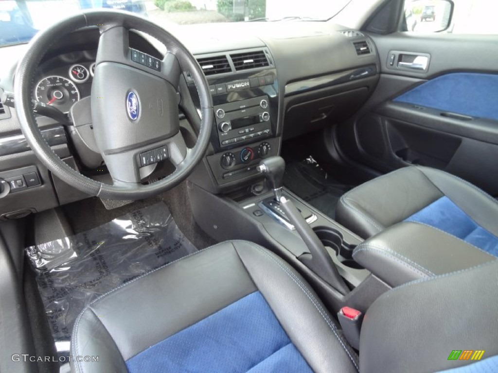 Alcantara Blue Suede/Charcoal Black Leather Interior 2009 Ford Fusion SE Blue Suede Photo #80743221