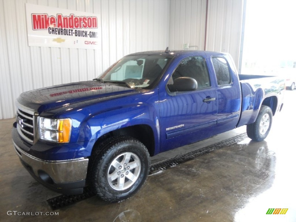 2013 Sierra 1500 SLE Extended Cab 4x4 - Heritage Blue Metallic / Ebony photo #1