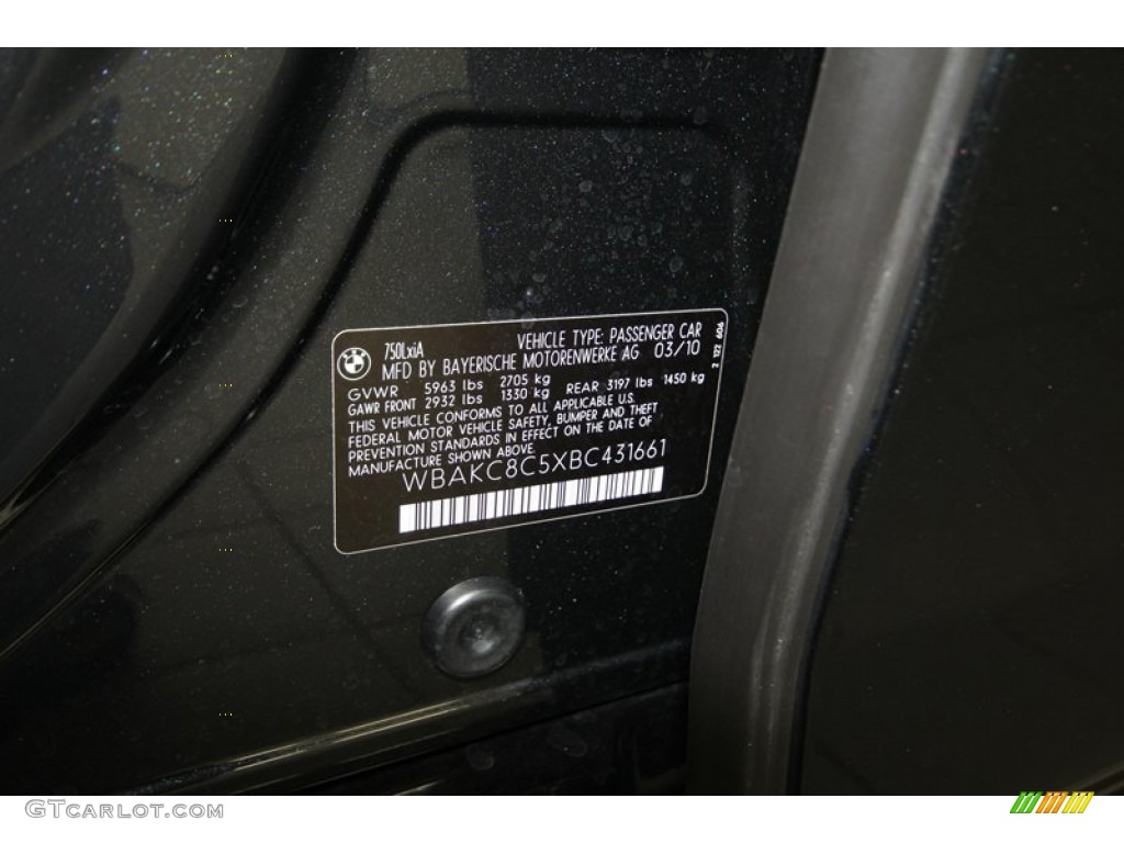 2011 7 Series 750Li xDrive Sedan - Black Sapphire Metallic / Black photo #9