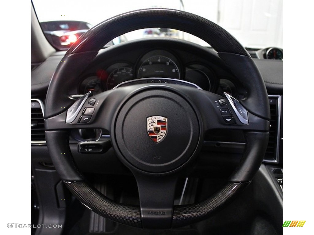 2012 Porsche Panamera 4 Black Steering Wheel Photo #80768043