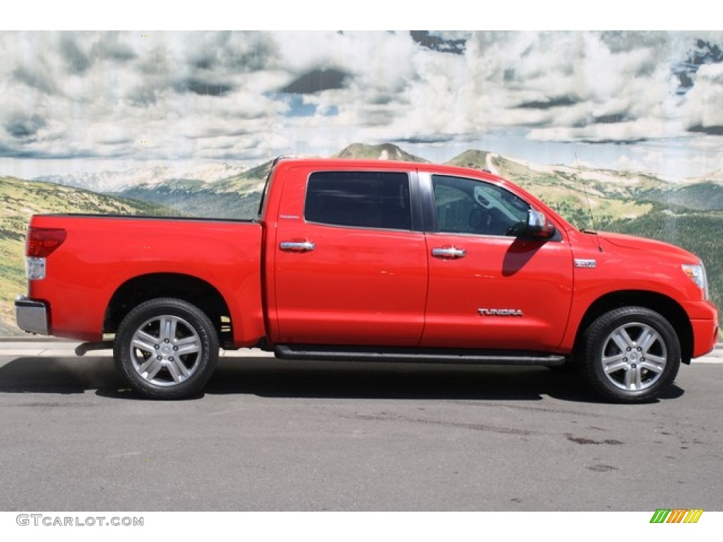 2010 Tundra Limited CrewMax 4x4 - Radiant Red / Graphite Gray photo #2