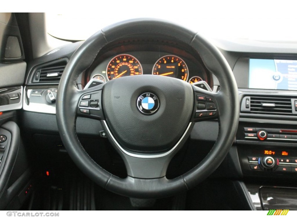 2011 BMW 5 Series 535i Sedan Black Steering Wheel Photo #80770050