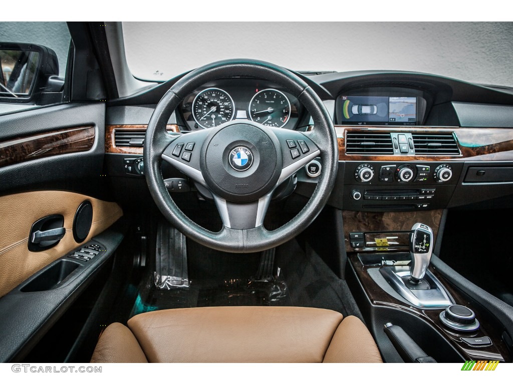 2008 BMW 5 Series 550i Sedan Natural Brown Dashboard Photo #80774988