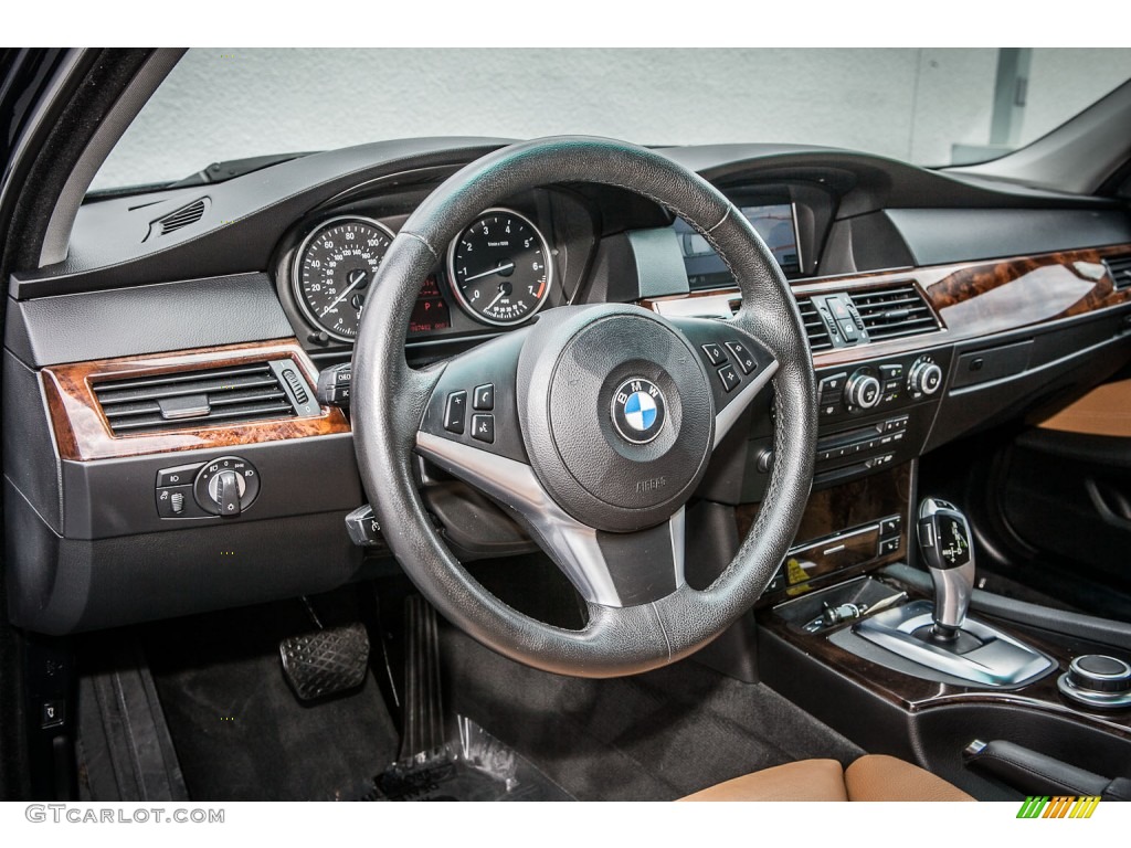 2008 BMW 5 Series 550i Sedan Natural Brown Dashboard Photo #80775480