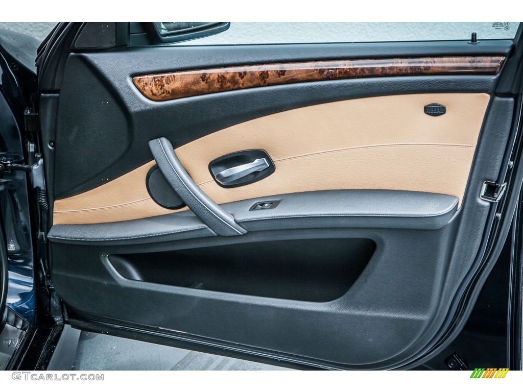 2008 BMW 5 Series 550i Sedan Natural Brown Door Panel Photo #80775675