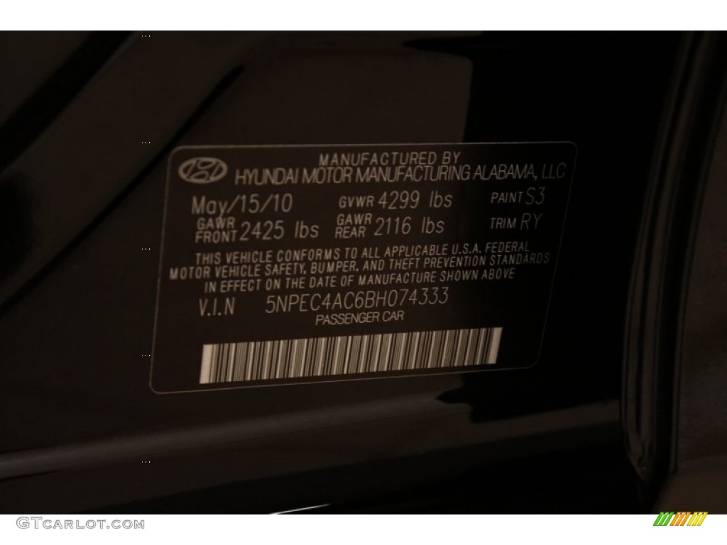 2011 Sonata Limited - Midnight Black / Black photo #16