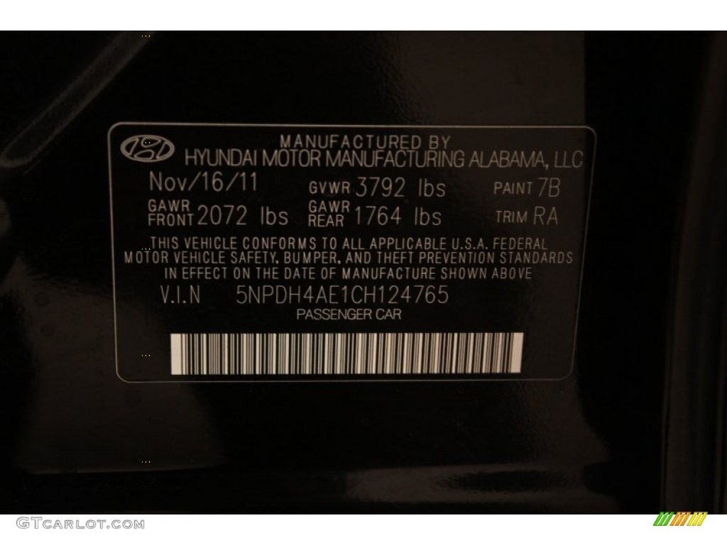 2012 Elantra GLS - Midnight Black / Gray photo #16