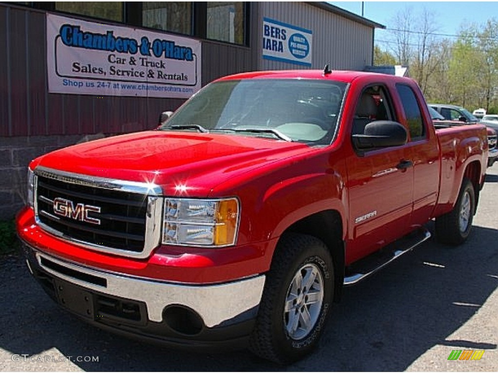 2010 Sierra 1500 SLE Extended Cab 4x4 - Fire Red / Dark Titanium/Light Titanium photo #1