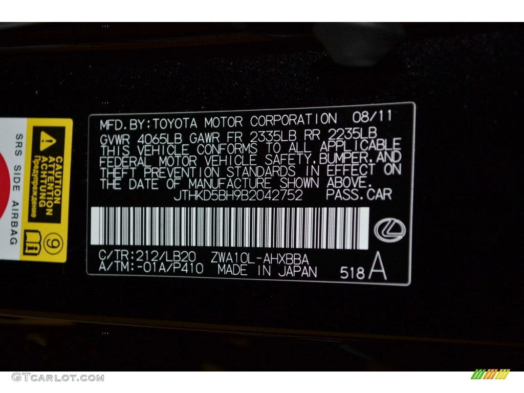 2011 CT Color Code 212 for Obsidian Black Photo #80785933