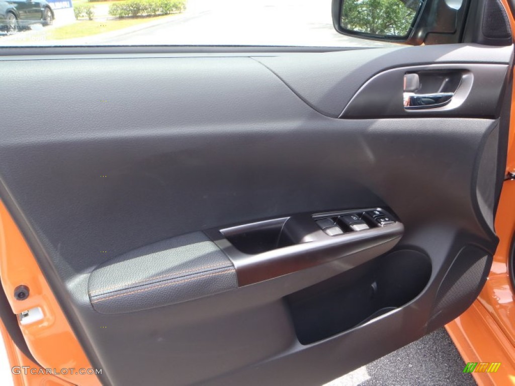 2013 Subaru Impreza WRX STi 4 Door Orange Special Edition Black Door Panel Photo #80787643