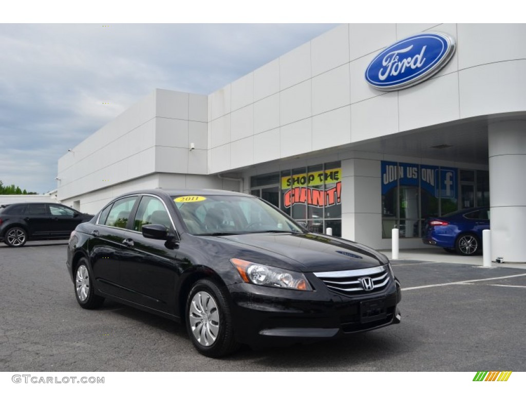 2011 Accord LX Sedan - Crystal Black Pearl / Ivory photo #1