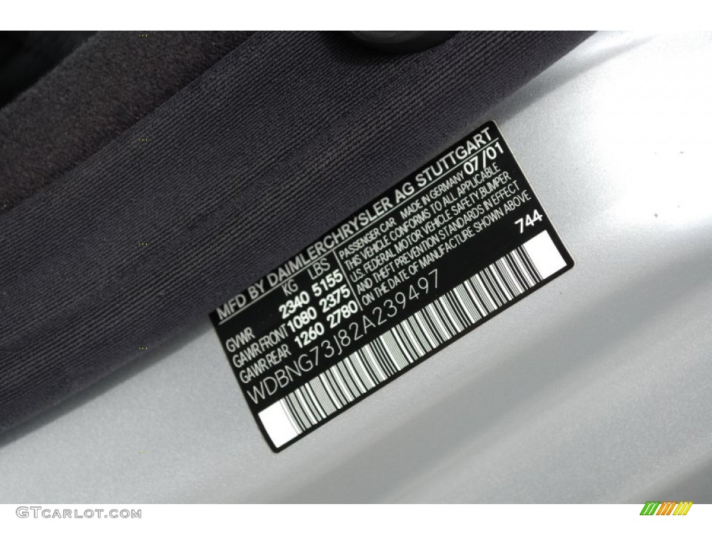 2002 S Color Code 744 for Brilliant Silver Metallic Photo #80793885