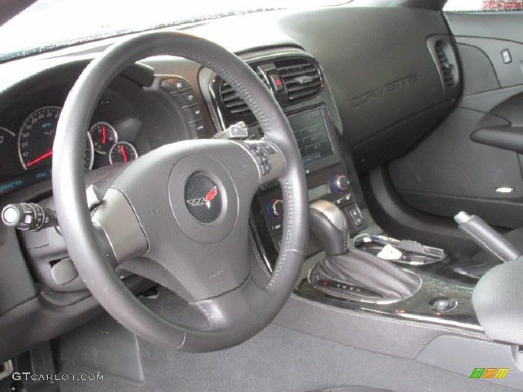 2008 Chevrolet Corvette Coupe Ebony Steering Wheel Photo #80796279