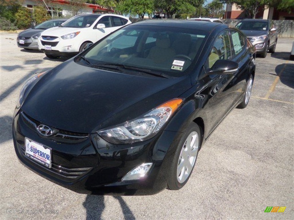 2013 Elantra GLS - Midnight Black / Beige photo #2