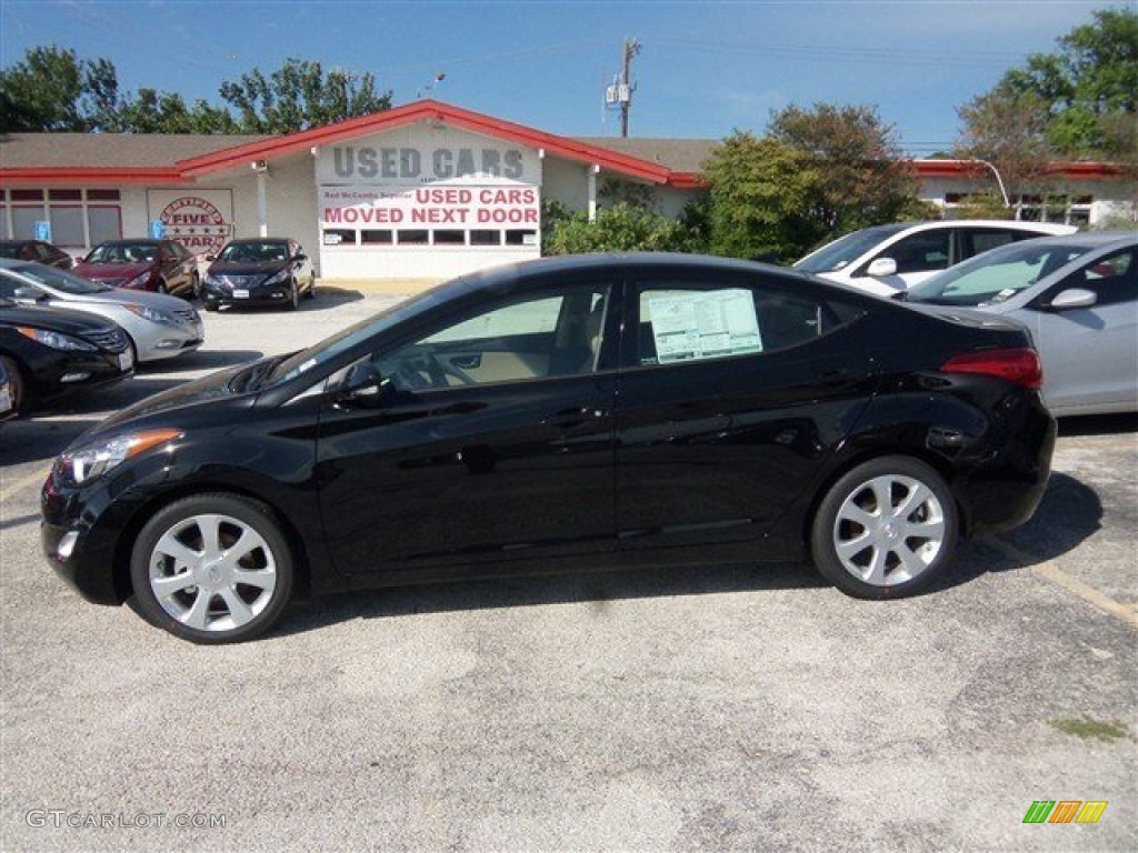 2013 Elantra GLS - Midnight Black / Beige photo #4