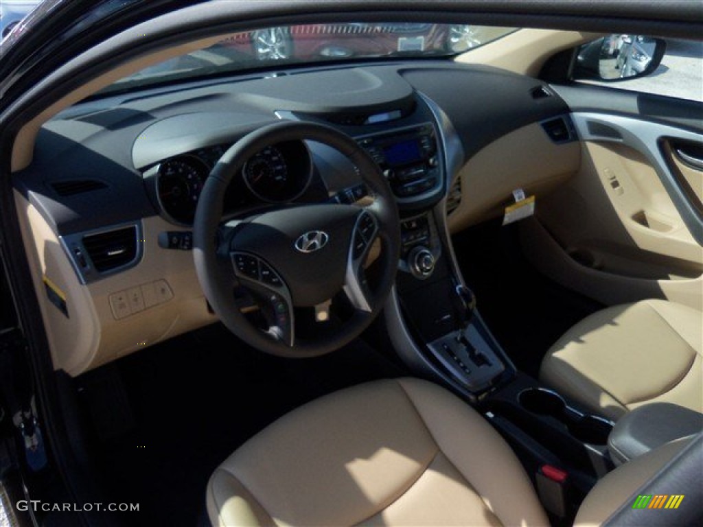 2013 Elantra GLS - Midnight Black / Beige photo #11