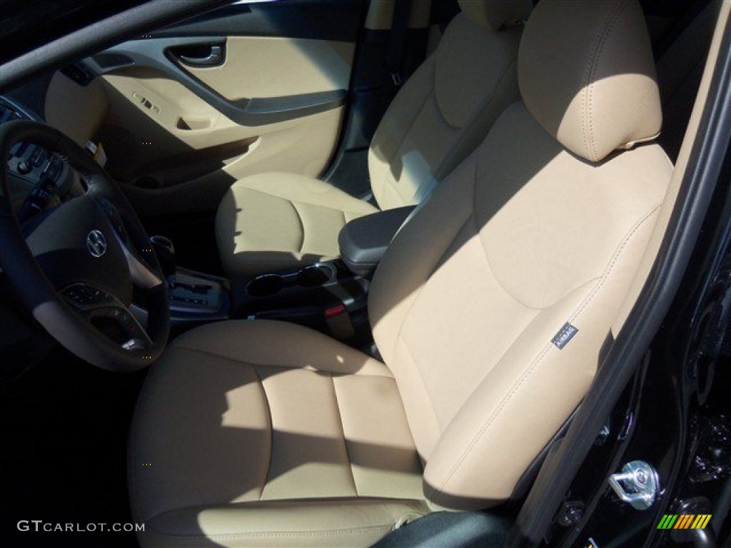 2013 Elantra GLS - Midnight Black / Beige photo #12