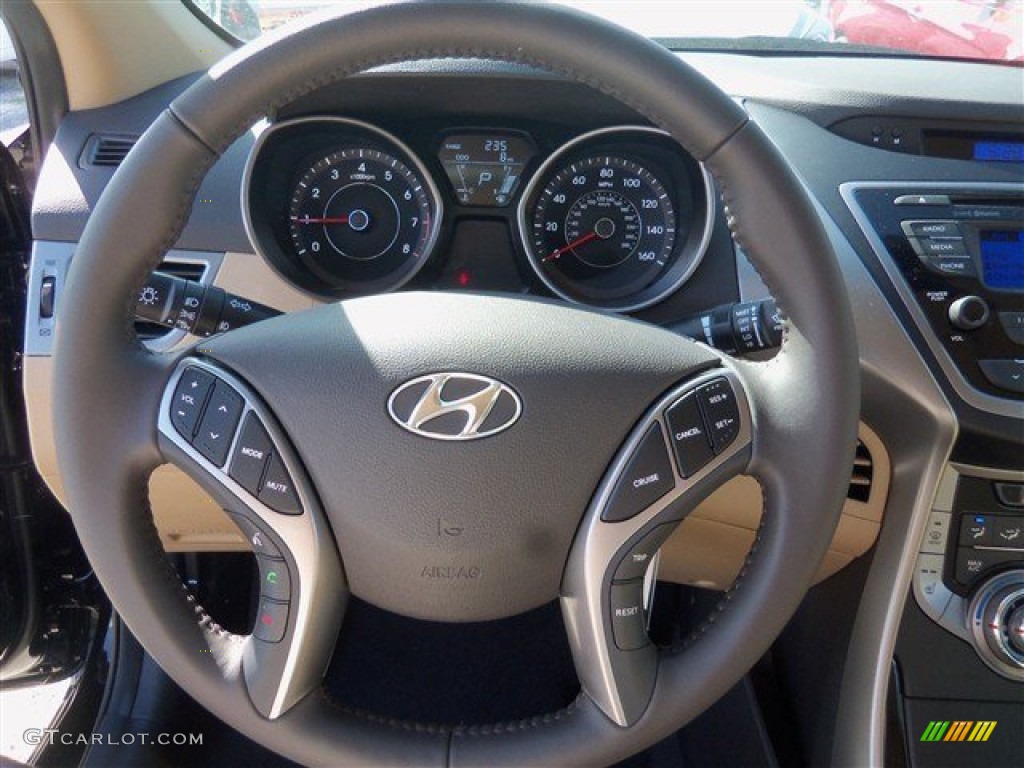 2013 Elantra GLS - Midnight Black / Beige photo #15