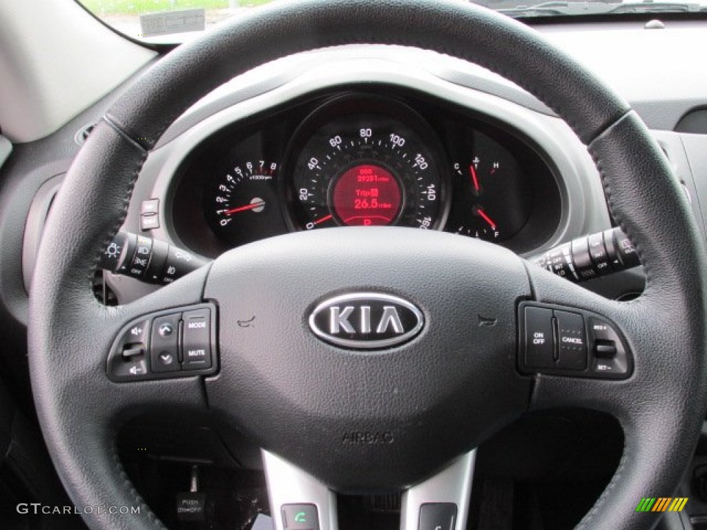 2012 Kia Sportage SX AWD Black Steering Wheel Photo #80803000