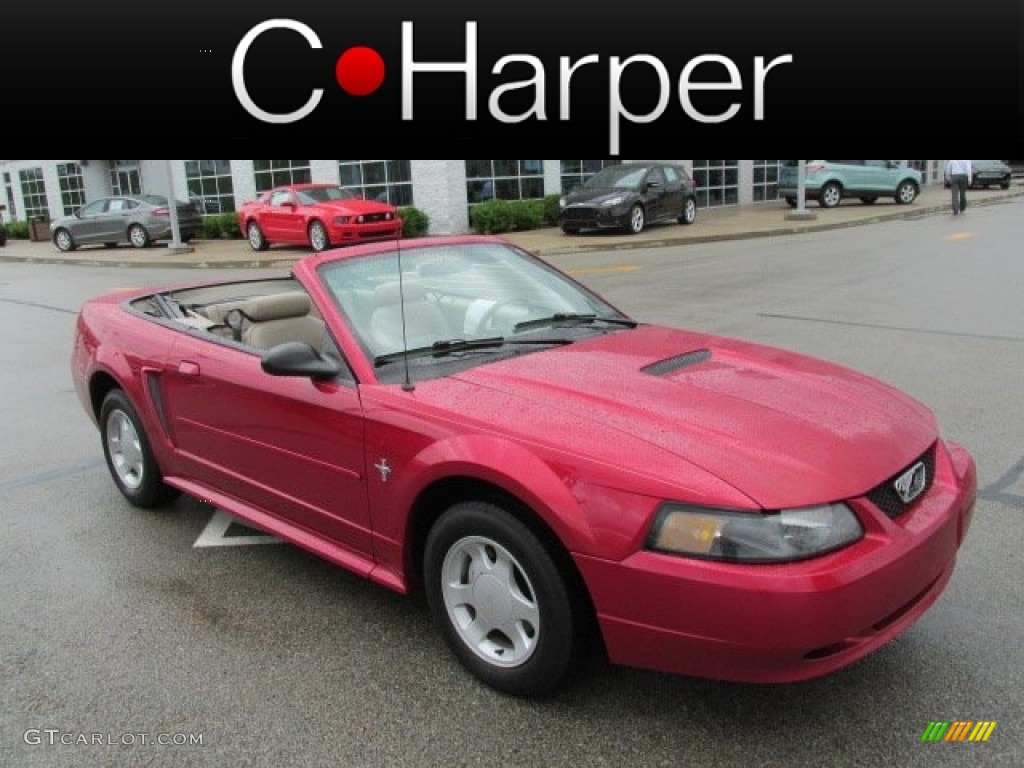 2001 Mustang V6 Convertible - Performance Red / Medium Parchment photo #1