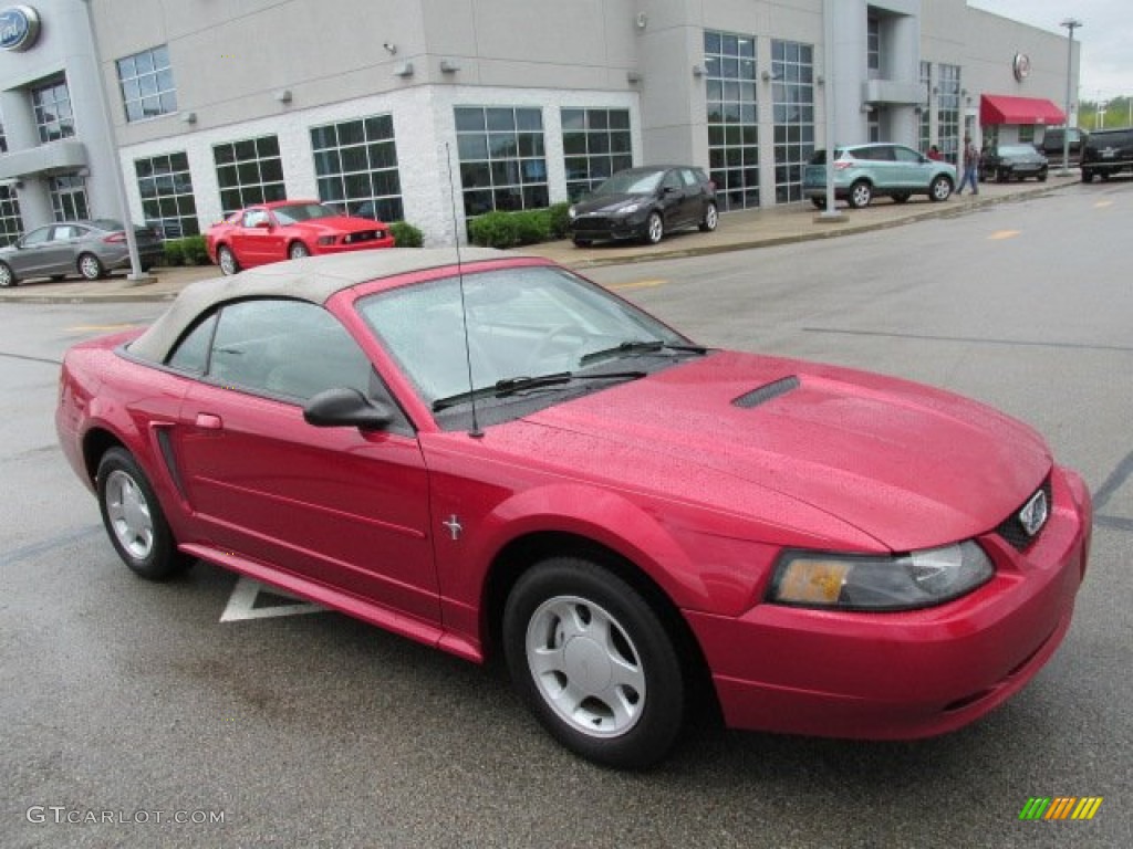 2001 Mustang V6 Convertible - Performance Red / Medium Parchment photo #2