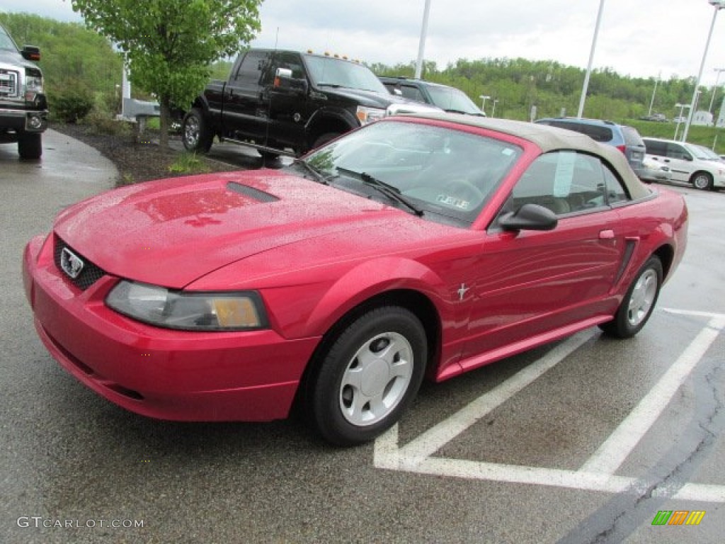 2001 Mustang V6 Convertible - Performance Red / Medium Parchment photo #8