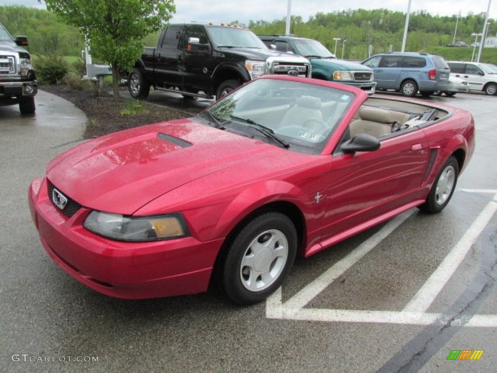 2001 Mustang V6 Convertible - Performance Red / Medium Parchment photo #9