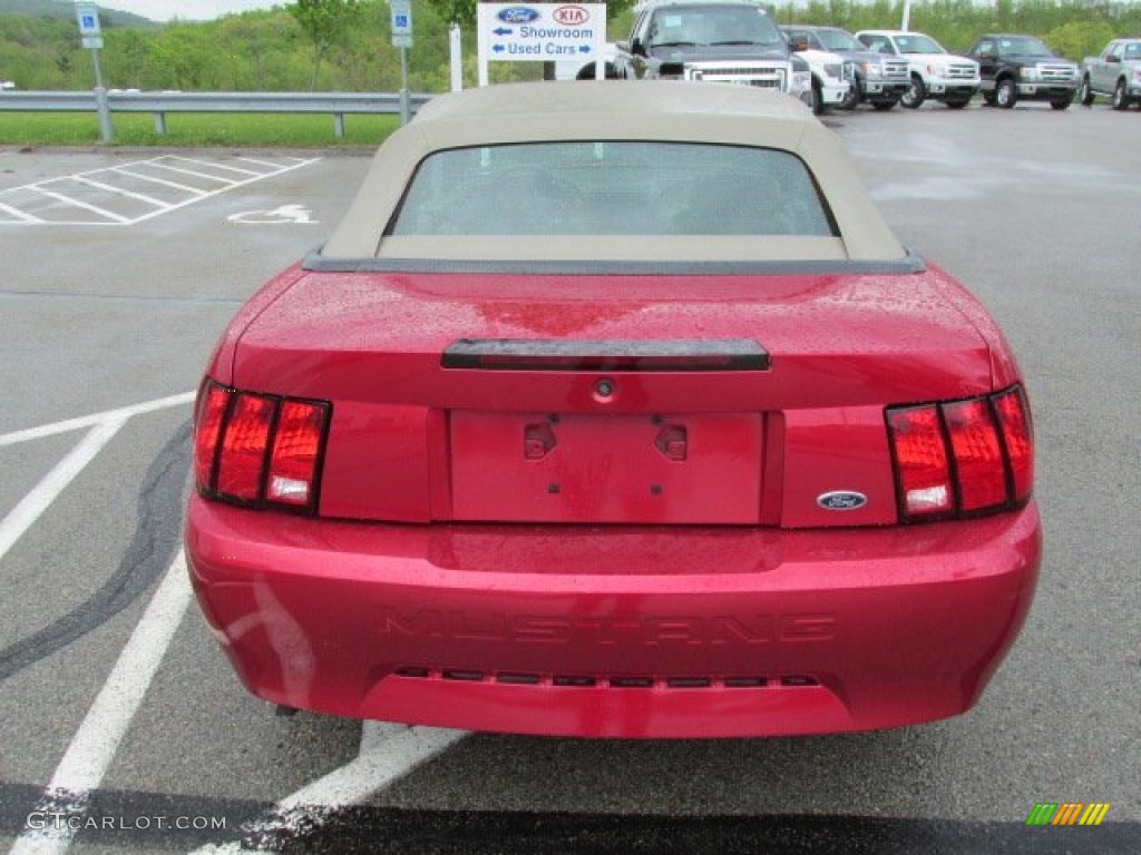 2001 Mustang V6 Convertible - Performance Red / Medium Parchment photo #13