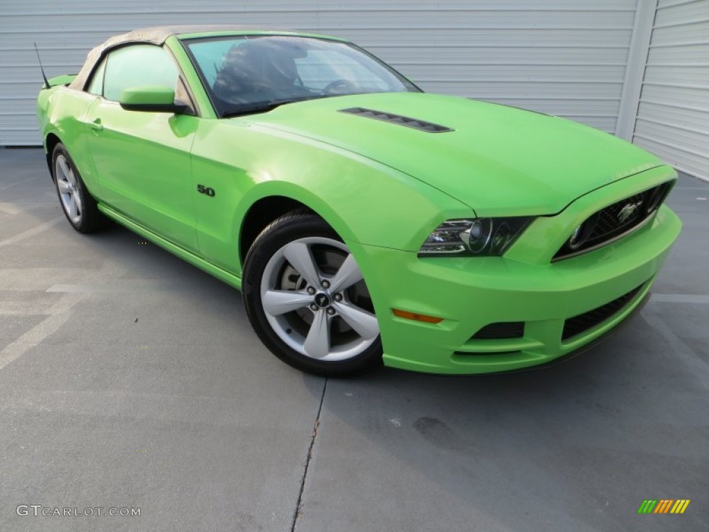 2013 Mustang GT Premium Convertible - Gotta Have It Green / Charcoal Black photo #2