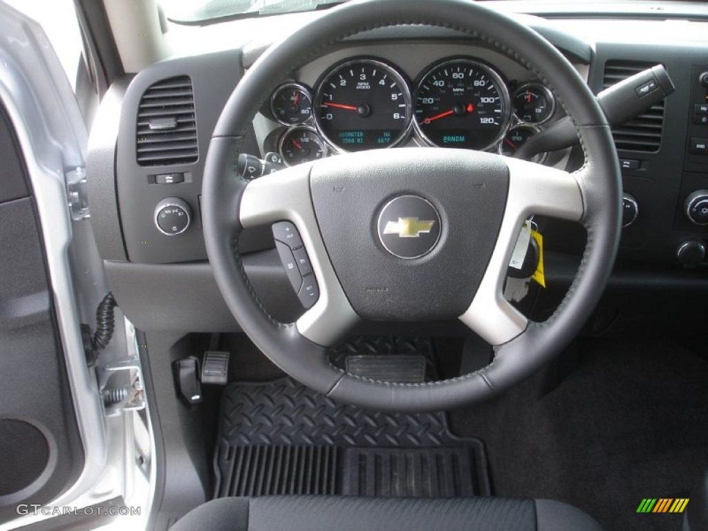 2012 Chevrolet Silverado 1500 LT Crew Cab 4x4 Ebony Steering Wheel Photo #80812193
