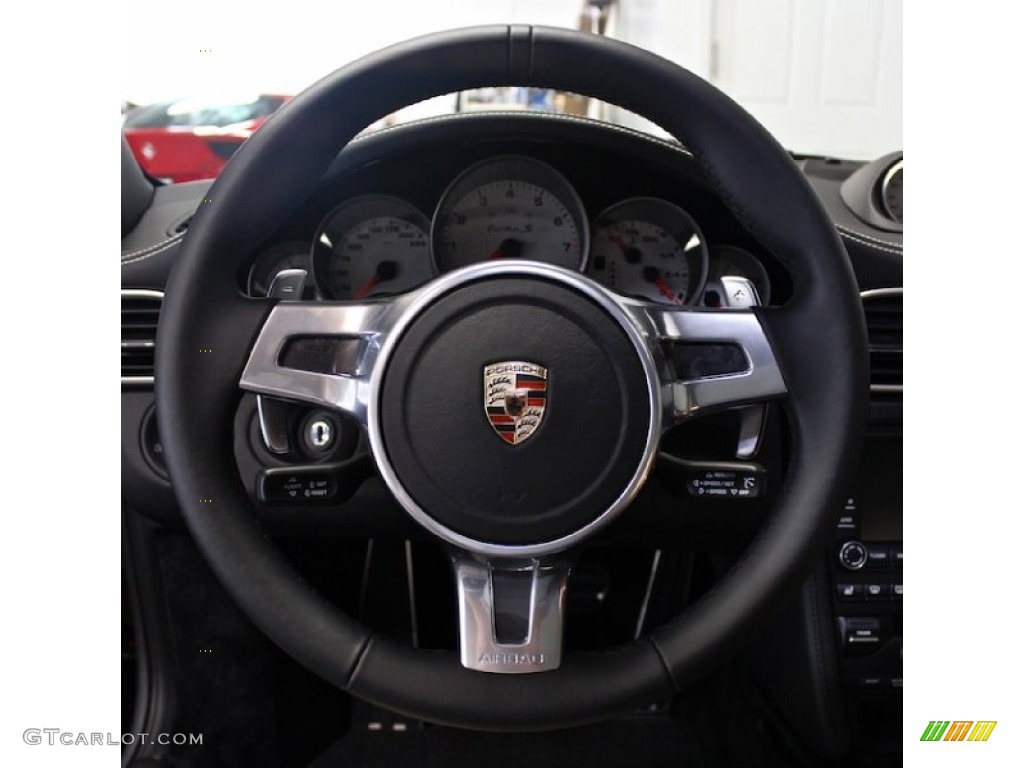 2011 Porsche 911 Turbo S Coupe Black/Cream Steering Wheel Photo #80812233