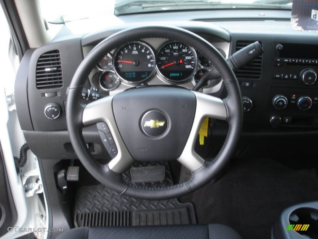 2013 Chevrolet Silverado 2500HD LT Crew Cab 4x4 Ebony Steering Wheel Photo #80814058