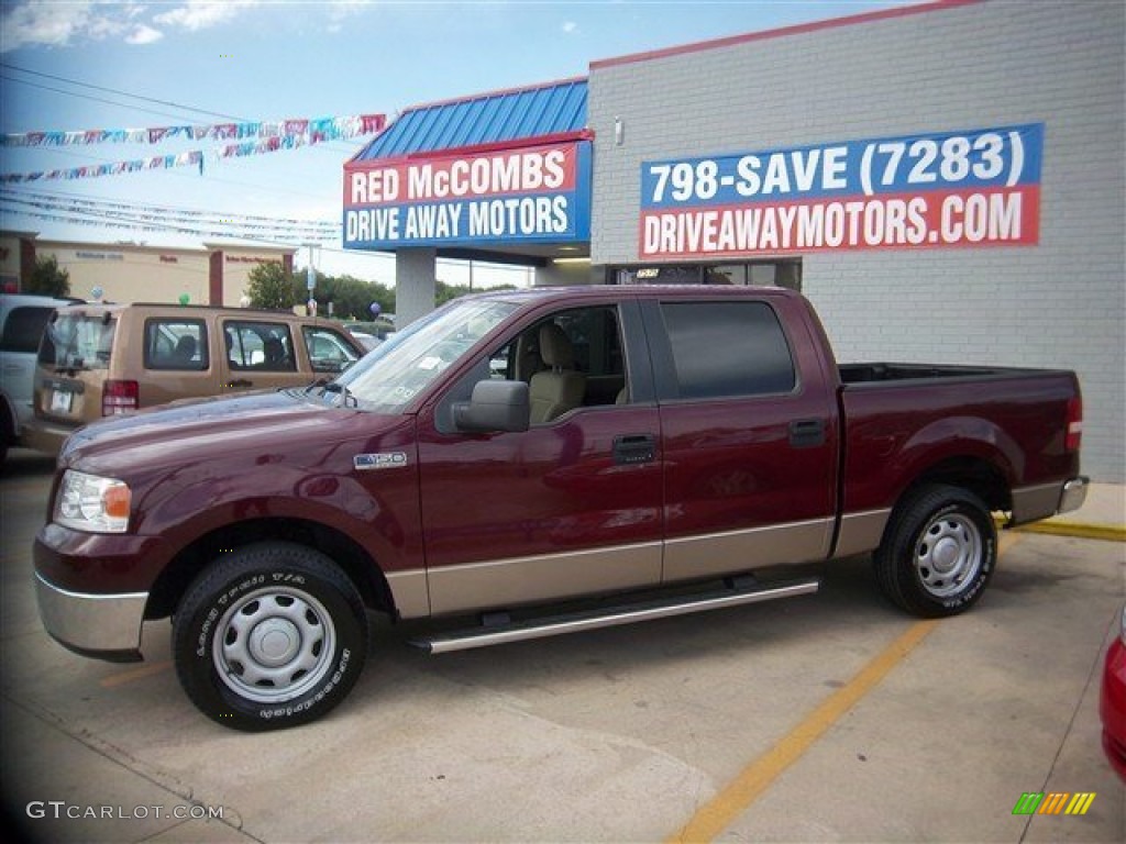 2006 F150 XLT SuperCrew - Dark Toreador Red Metallic / Tan photo #10