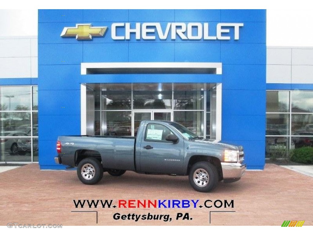 2013 Silverado 1500 Work Truck Regular Cab 4x4 - Blue Granite Metallic / Dark Titanium photo #1