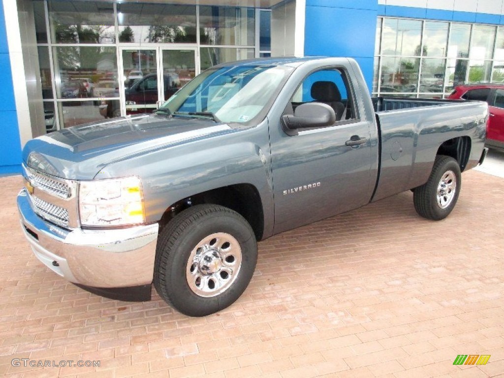 Blue Granite Metallic 2013 Chevrolet Silverado 1500 Work Truck Regular Cab 4x4 Exterior Photo #80815378