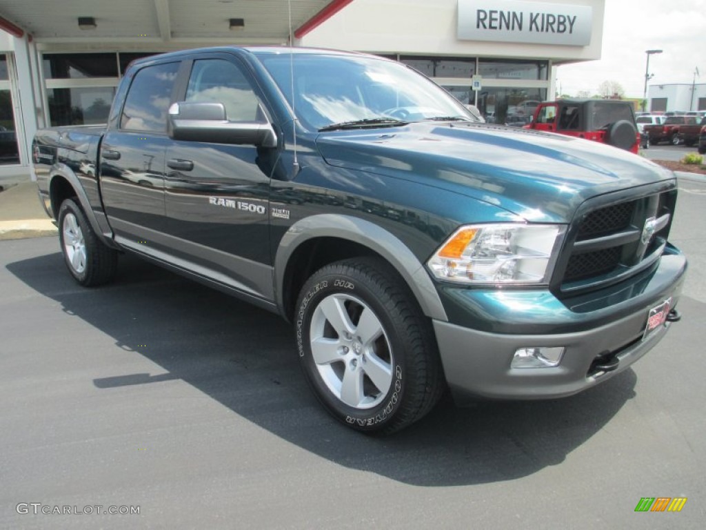 2011 Ram 1500 SLT Crew Cab 4x4 - Hunter Green Pearl / Light Pebble Beige/Bark Brown photo #1