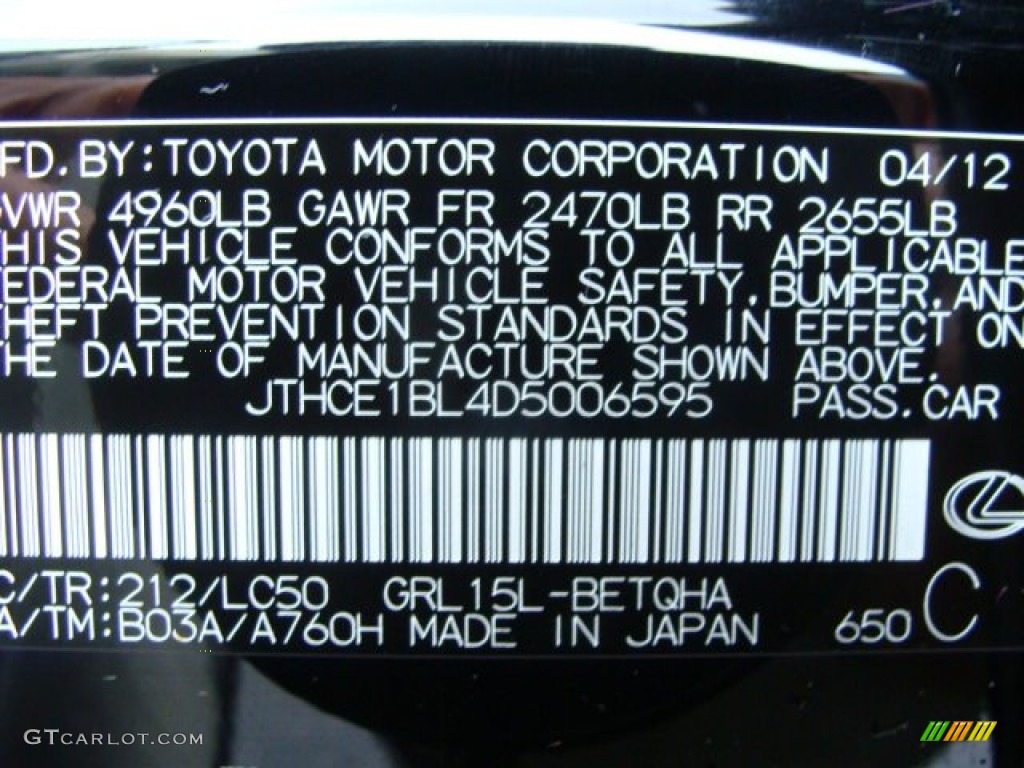 2013 GS Color Code 212 for Obsidian Black Photo #80824270