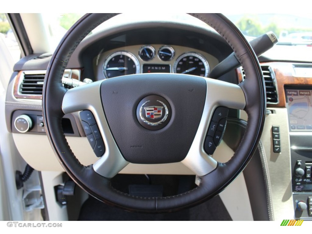 2013 Cadillac Escalade ESV Platinum Cocoa/Light Linen Steering Wheel Photo #80826586