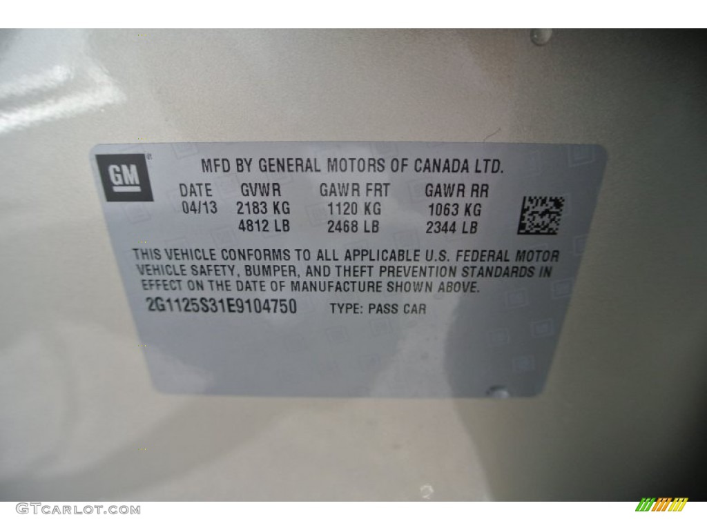 2014 Chevrolet Impala LT Info Tag Photo #80828212